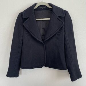 Theory Black Women's Blazer Virgin Wool Blend